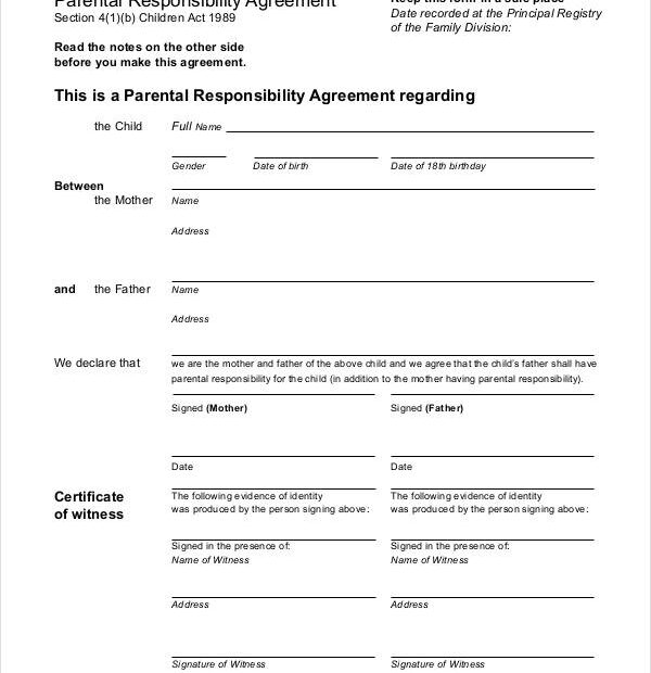Parenting Agreement Templates 9 Free PDF Documents Download