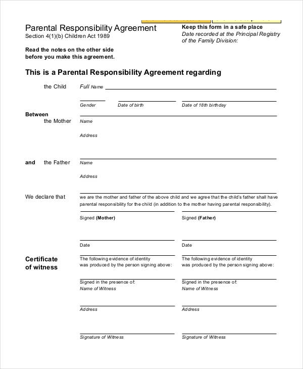 Parenting Agreement Templates 9 Free PDF Documents Download