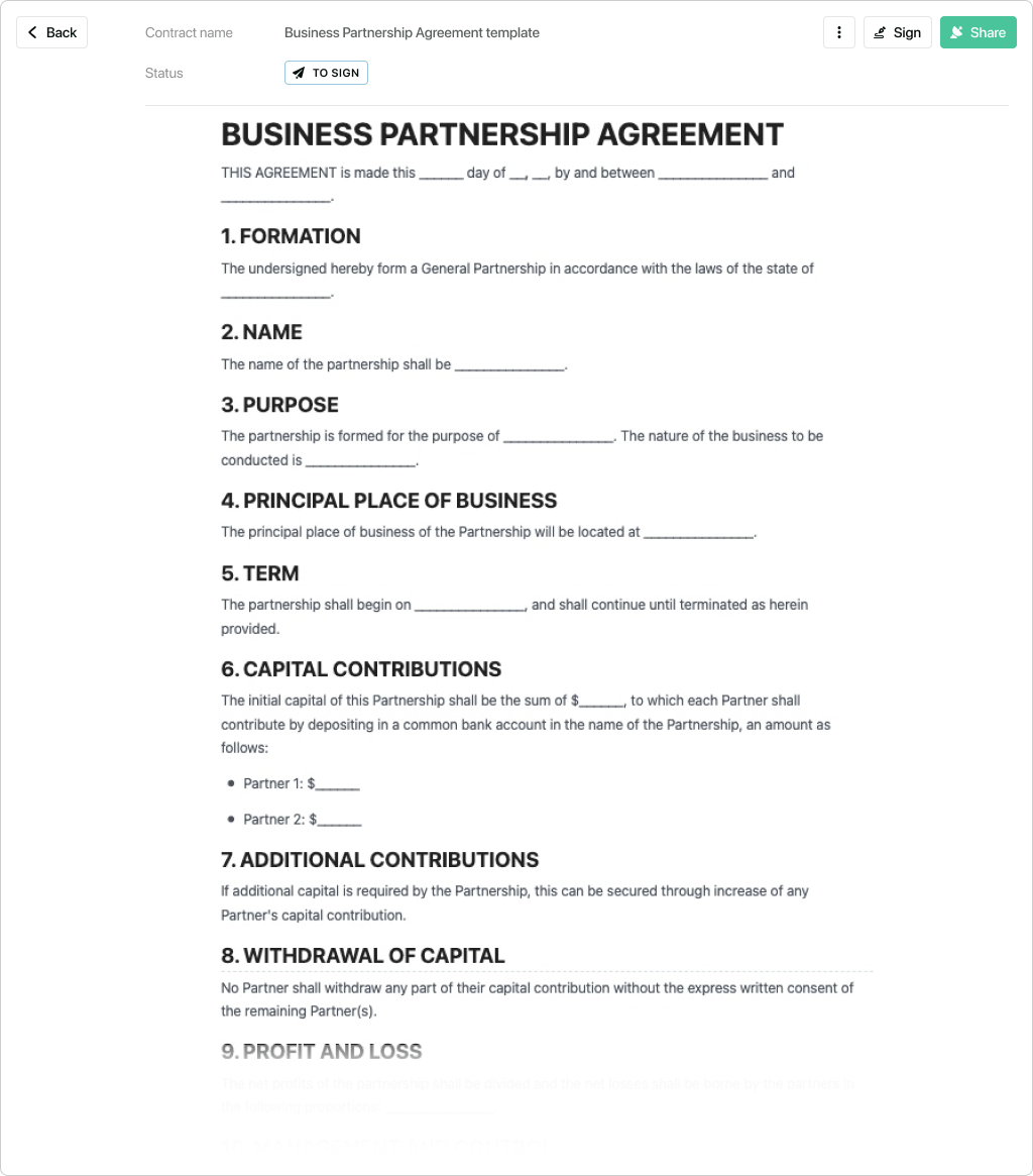 Partnership Agreement Template Free To Use