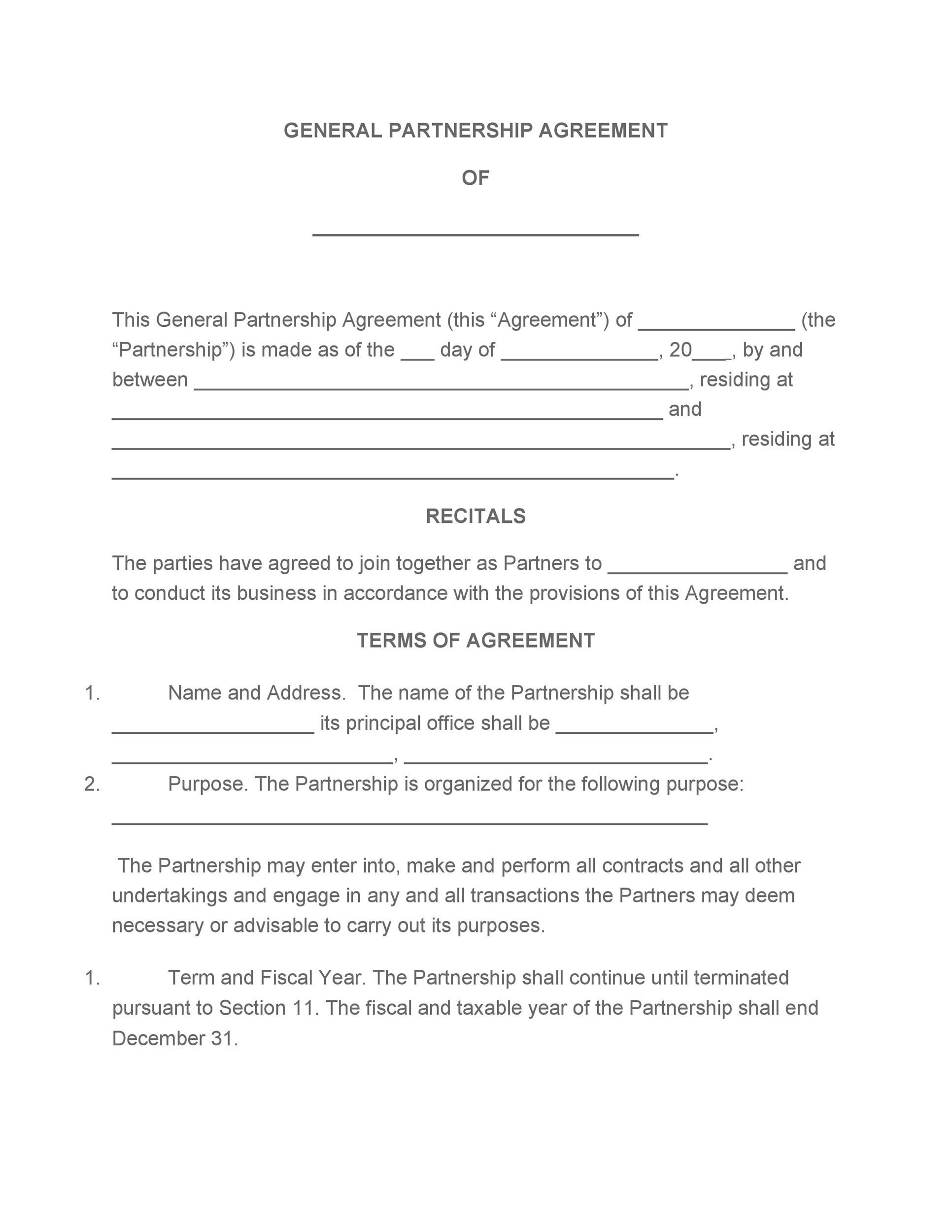 Partnership Agreement Templates 16 Free Word Excel PDF Formats 