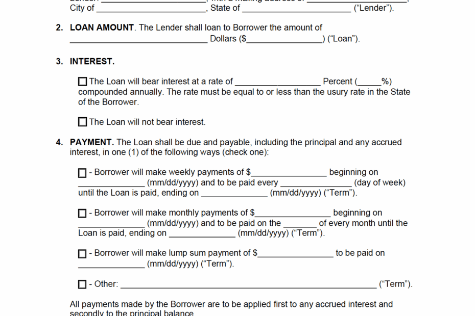 Personal Loan Agreement Template Word