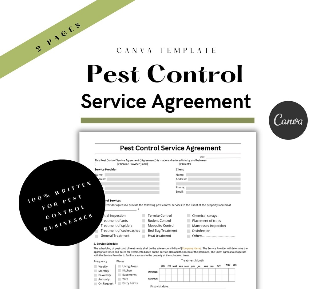 Pest Control Service Agreement Pest Control Businesses Agreement 
