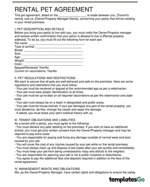 Pet Rental Agreement Addendum Free Templates