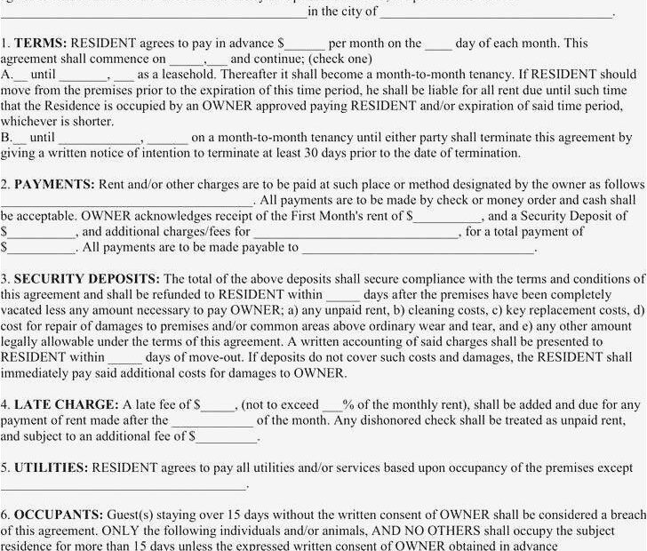 Printable 6 Month Lease Agreement Printable Lease Agreement