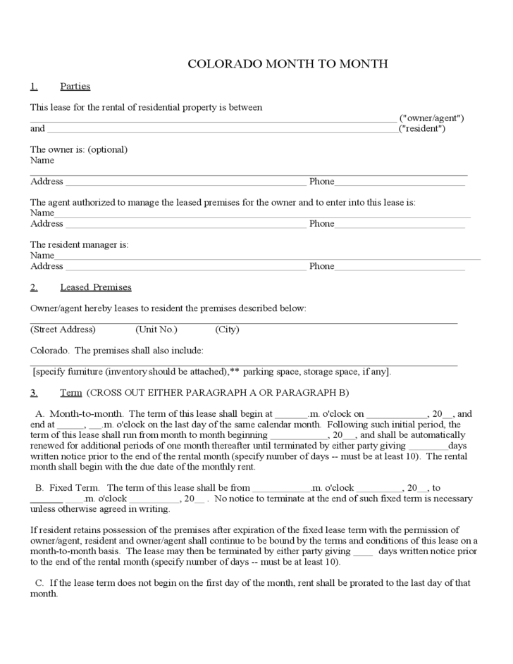 Printable 6 Month Lease Agreement Printable Lease Agreement