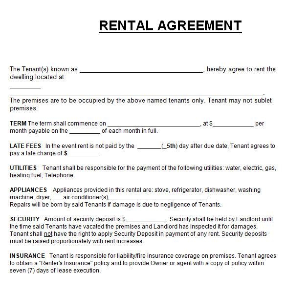 Printable Apartment Lease Agreement