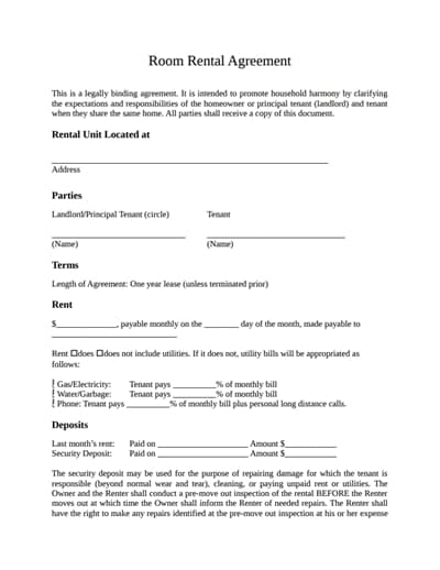 Printable Basic Rental Agreement Fillable