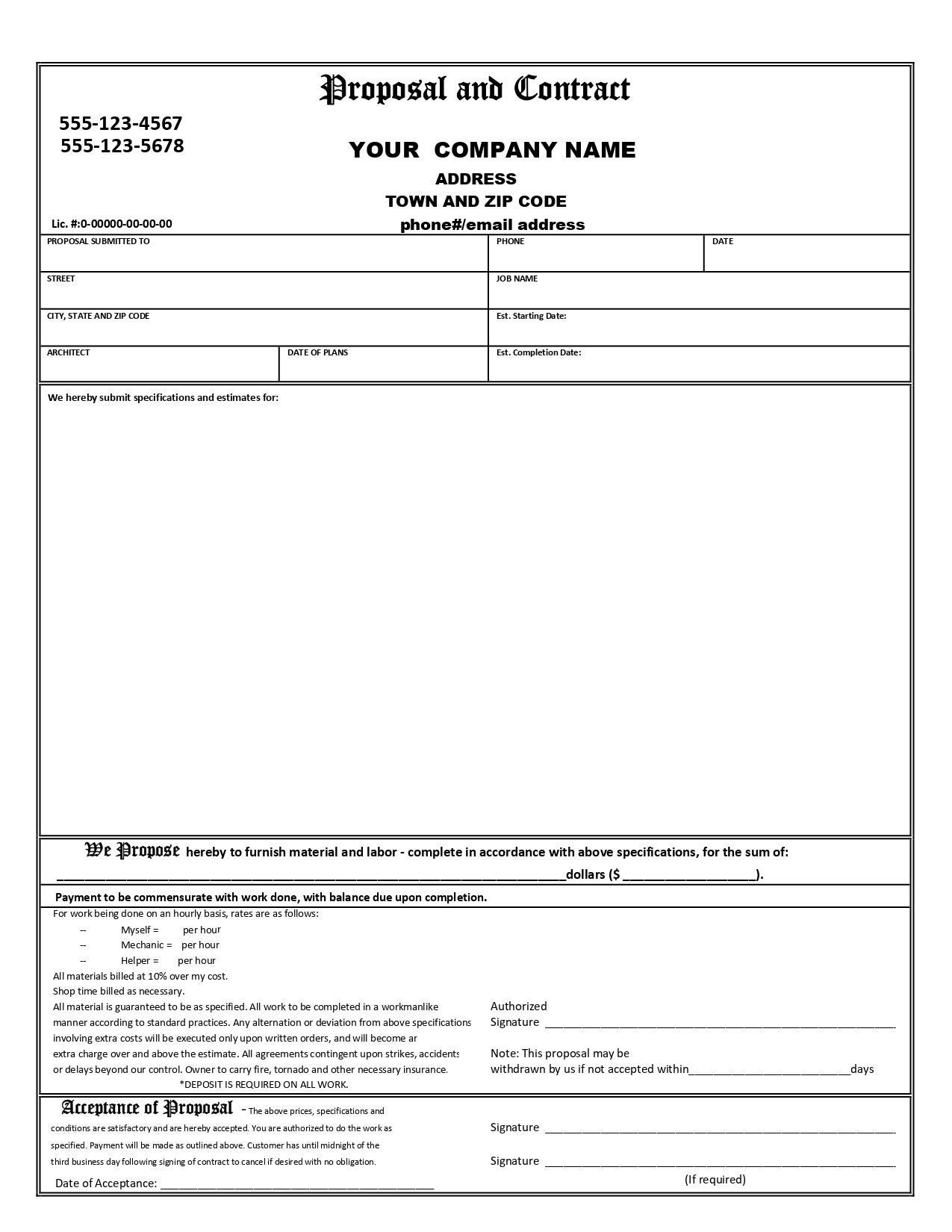 Printable Blank Contract Template Printable Online