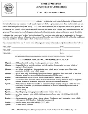 Printable Company Vehicle Use Agreement Form Fill Online Printable 