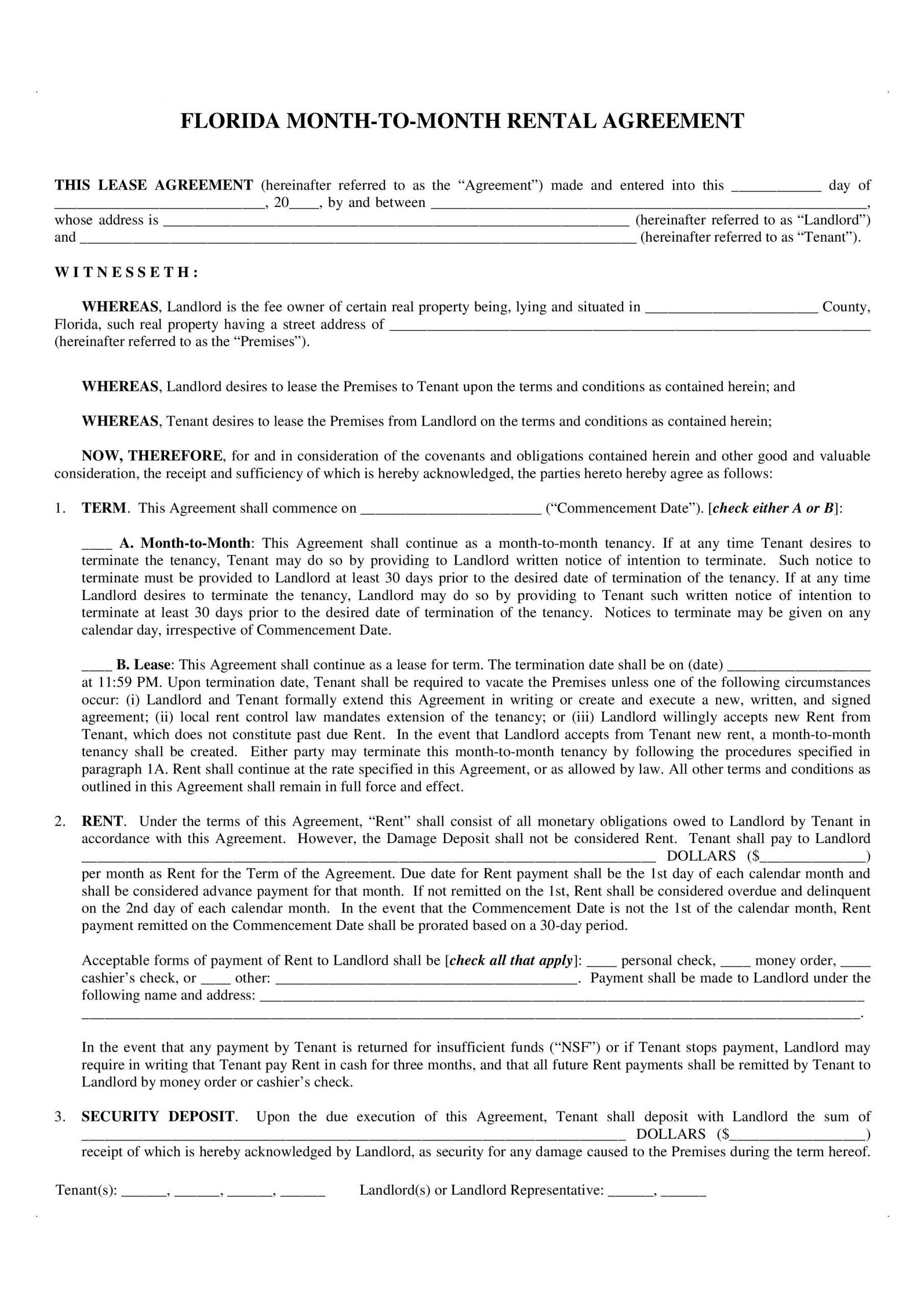 Printable Florida Lease Agreement Template