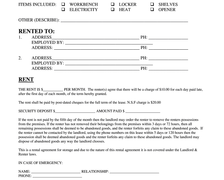 Printable Garage Lease Agreement Fill Out Sign Online DocHub