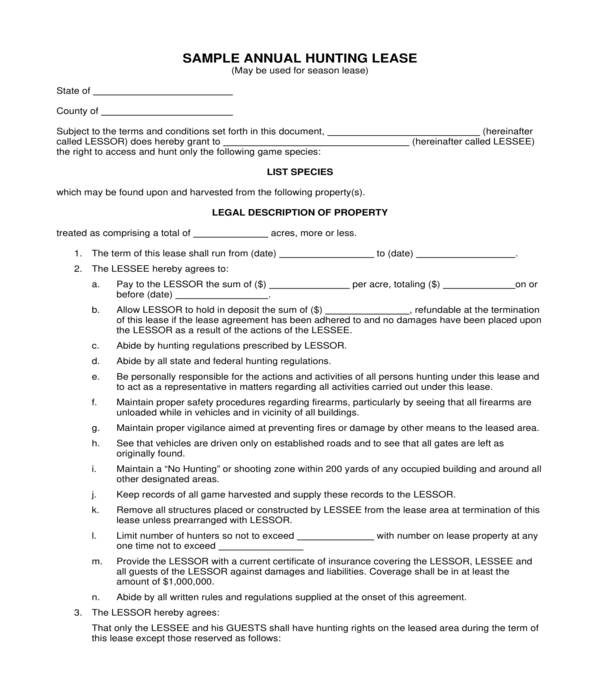 Printable Hunting Lease Agreement