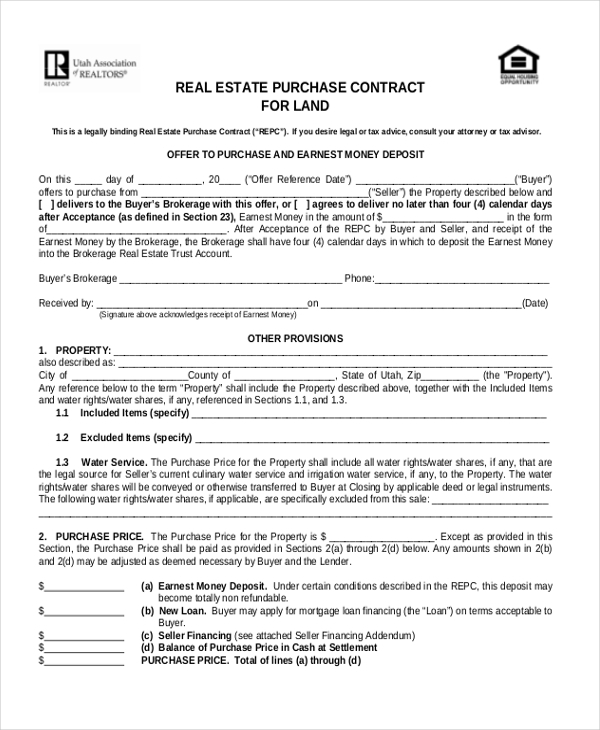 Printable Land Purchase Agreement Printable Free Templates