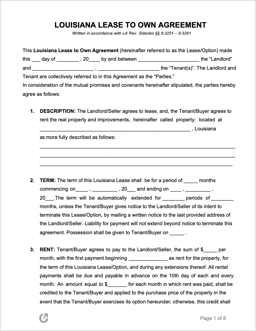 Printable Louisiana Residential Lease Agreement