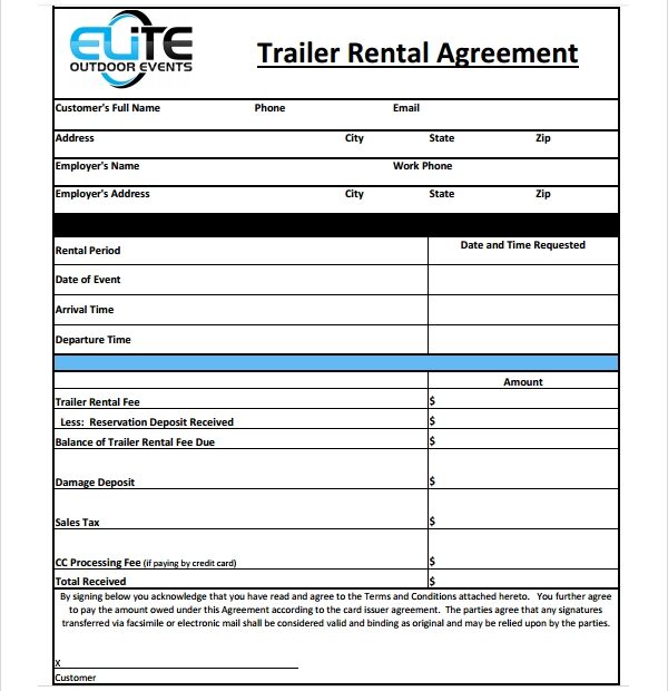 Printable Rv Rental Agreement Template Printable Word Searches