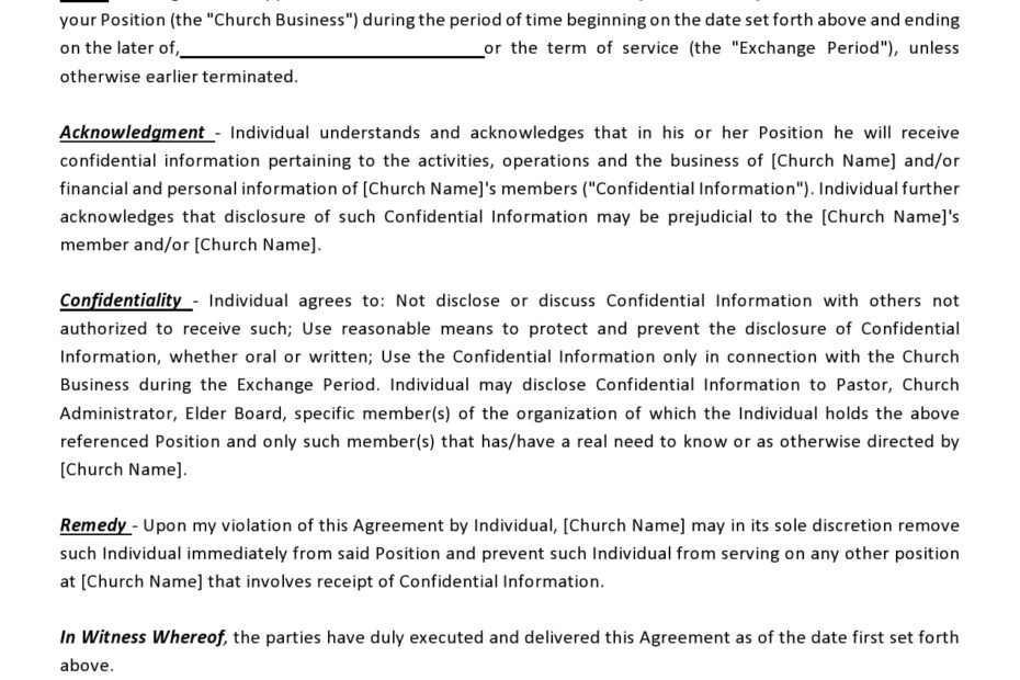 Printable Simple Confidentiality Agreement Template Word