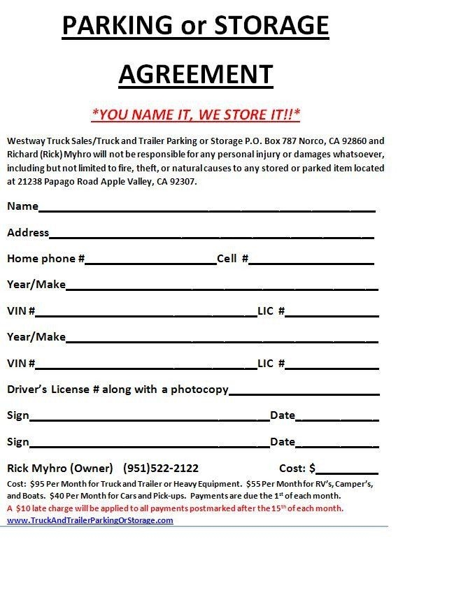 Printable Simple Rv Lot Rental Agreement