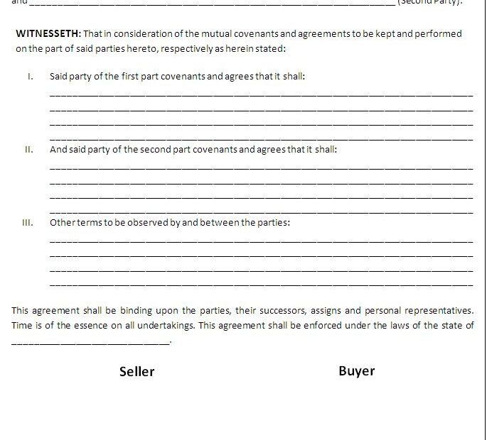 Printable Simple Sales Agreement Template