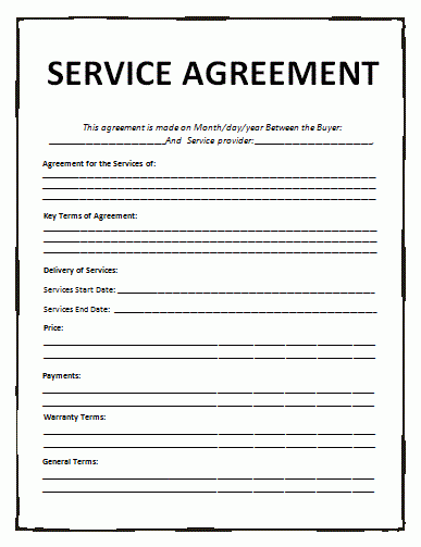 Printable Simple Service Agreement