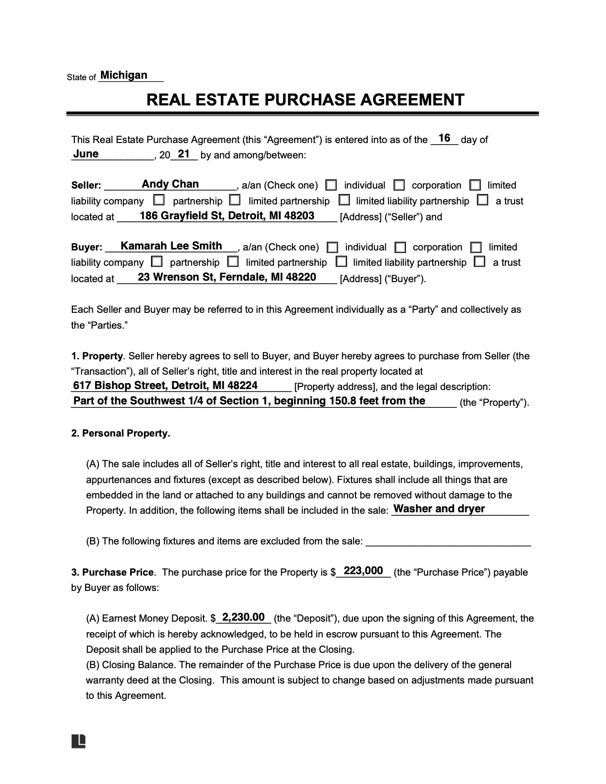 Purchase And Sale Agreement PDF Word
