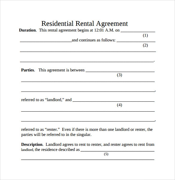 Rental Agreement Form Free Printable