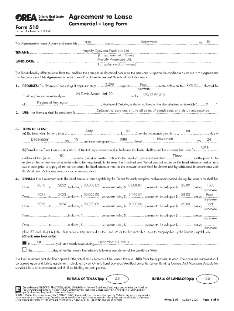 Rental Lease Agreement Ontario Template