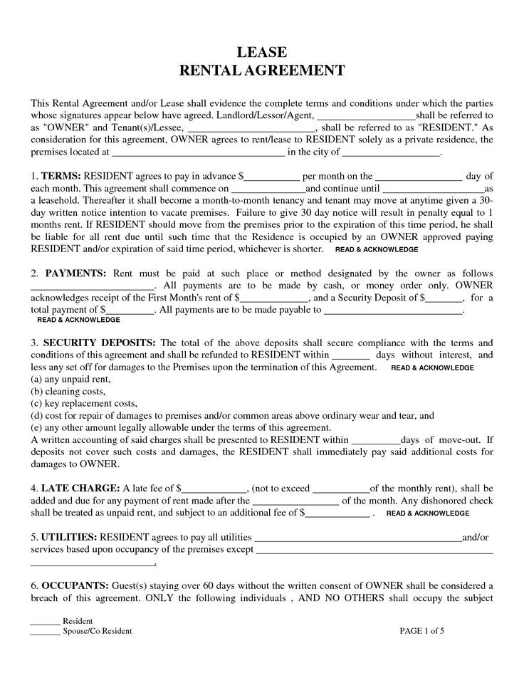 Rental Lease Template Printable Word