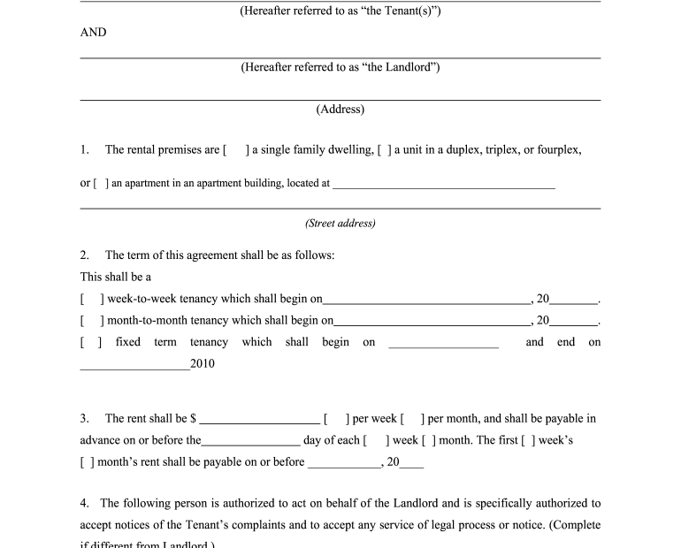 Rental Tenancy Agreement Ontario Fill Online Printable Fillable