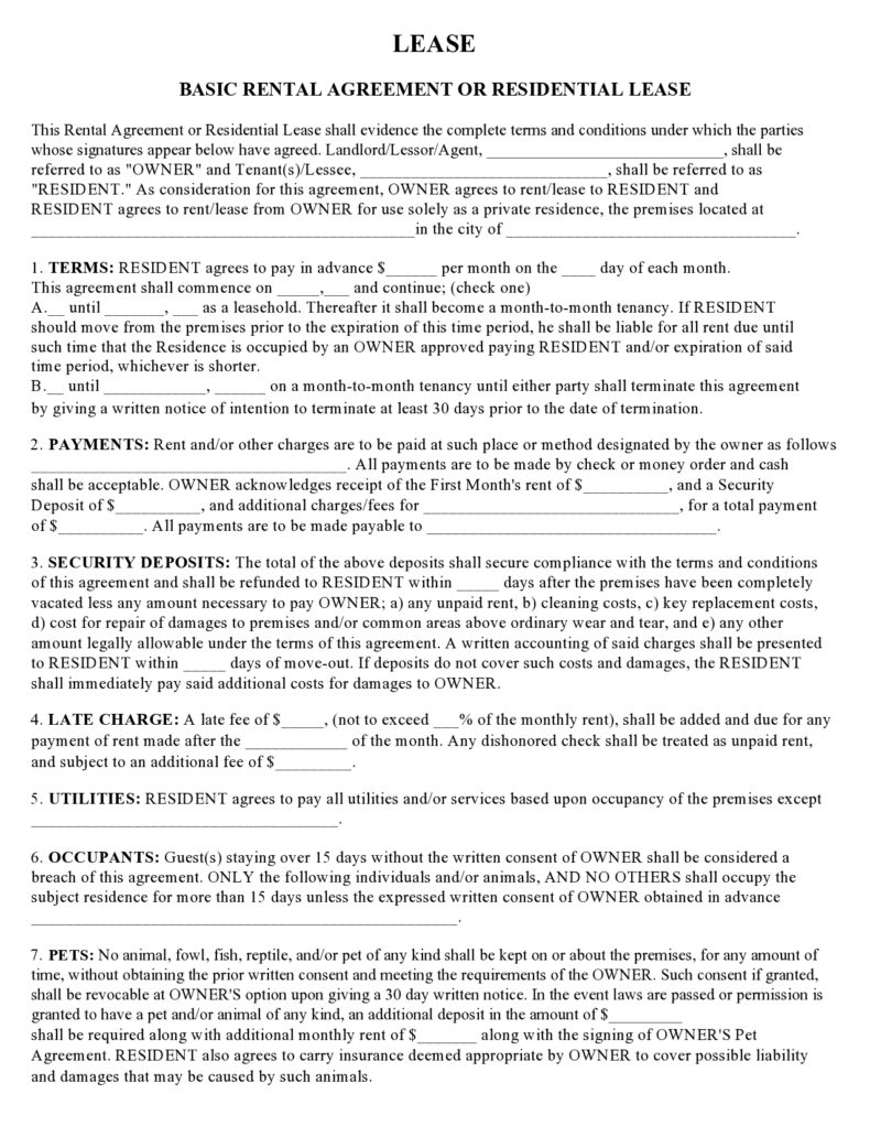 Residential Lease Agreement