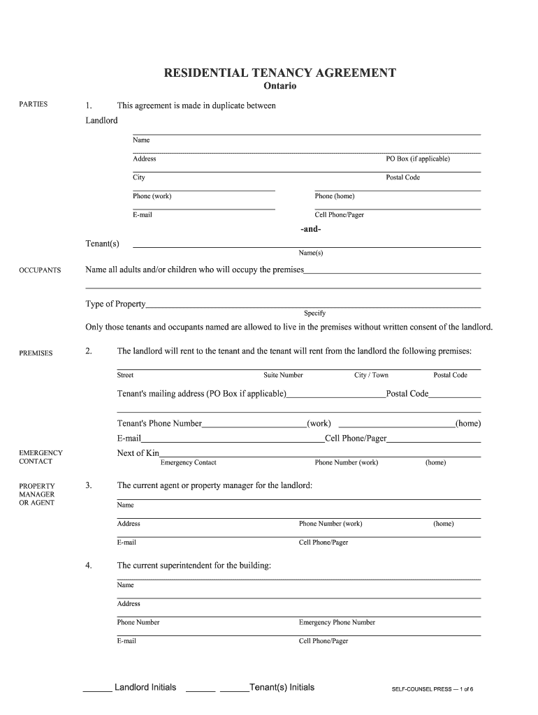 Residential Tenancy Agreement Fill Online Printable Fillable Blank 