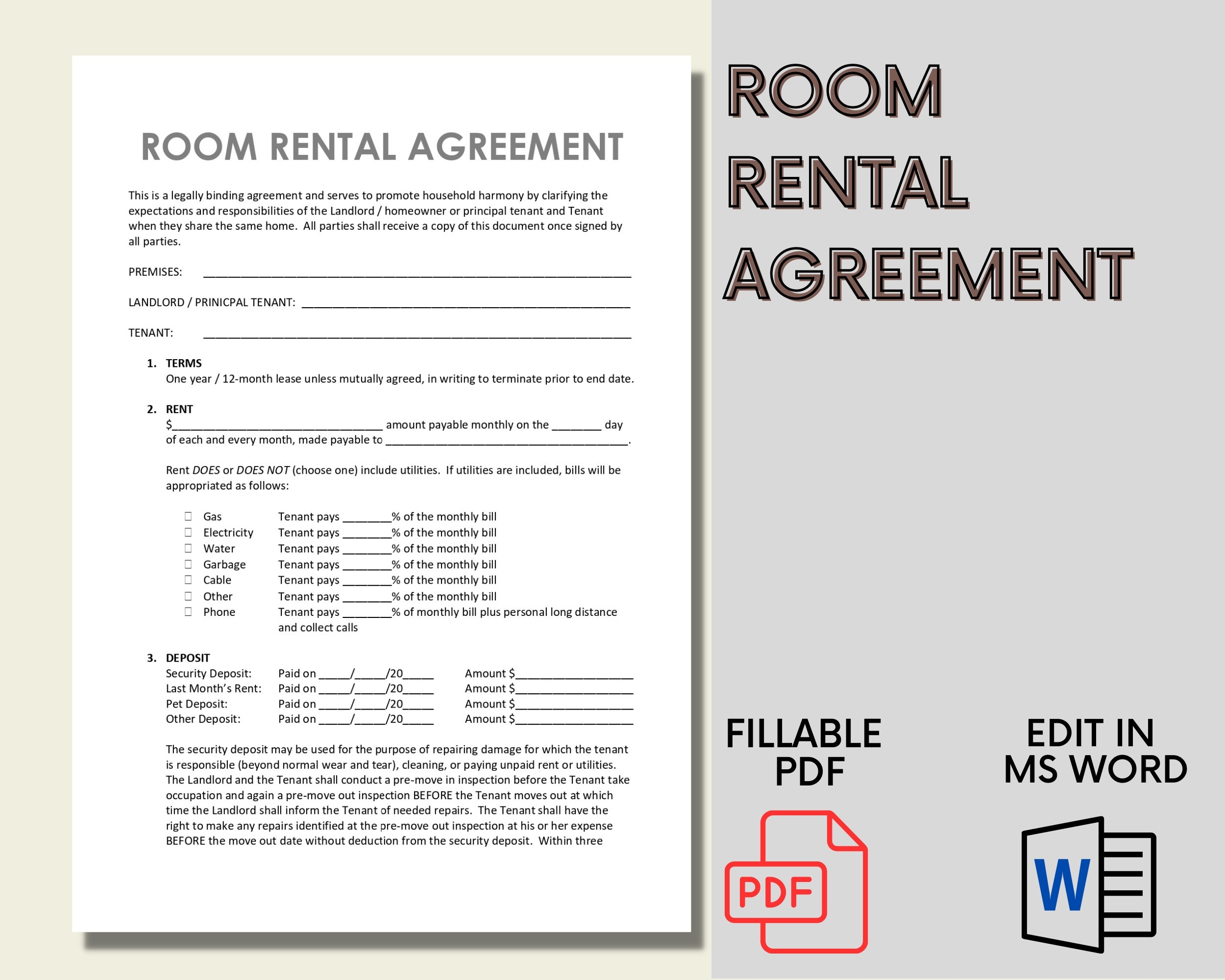 Room Rental Agreement Lease Agreement To Share Property Rent Room 