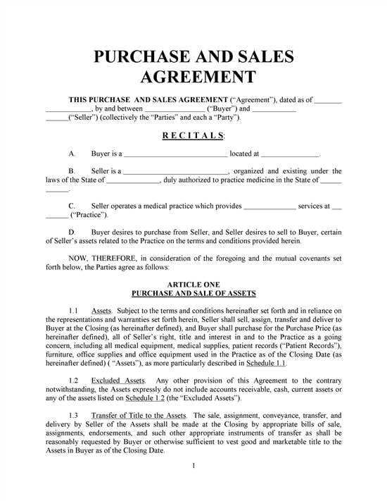 Sales Agreement Free Printable Documents