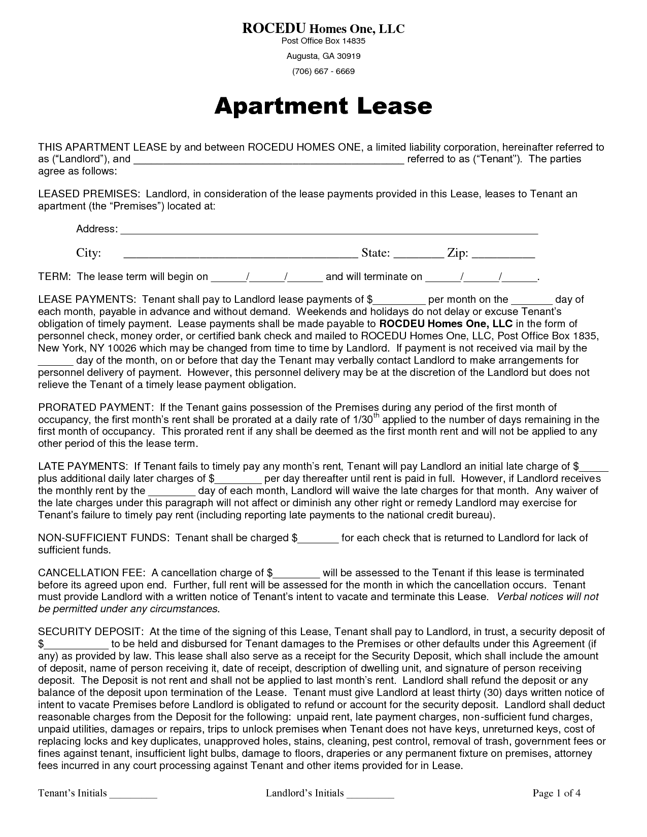 Sample Apartment Lease DOC By Gabyion Apartment Lease Agreement In 
