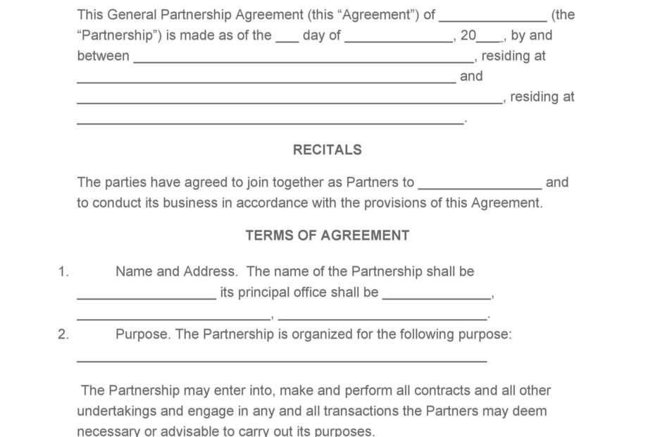 Simple 50 Partnership Agreement
