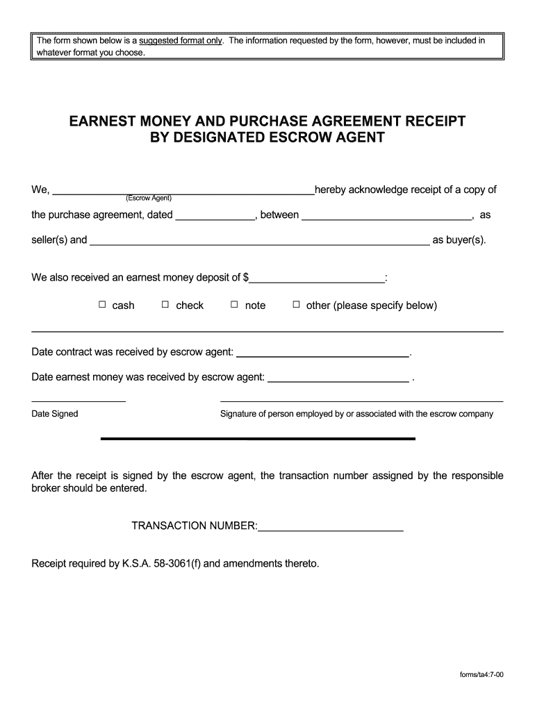 Simple Earnest Money Agreement 2000 2025 Form Fill Out And Sign 