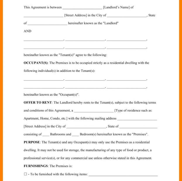 Simple Free Printable Lease Agreement