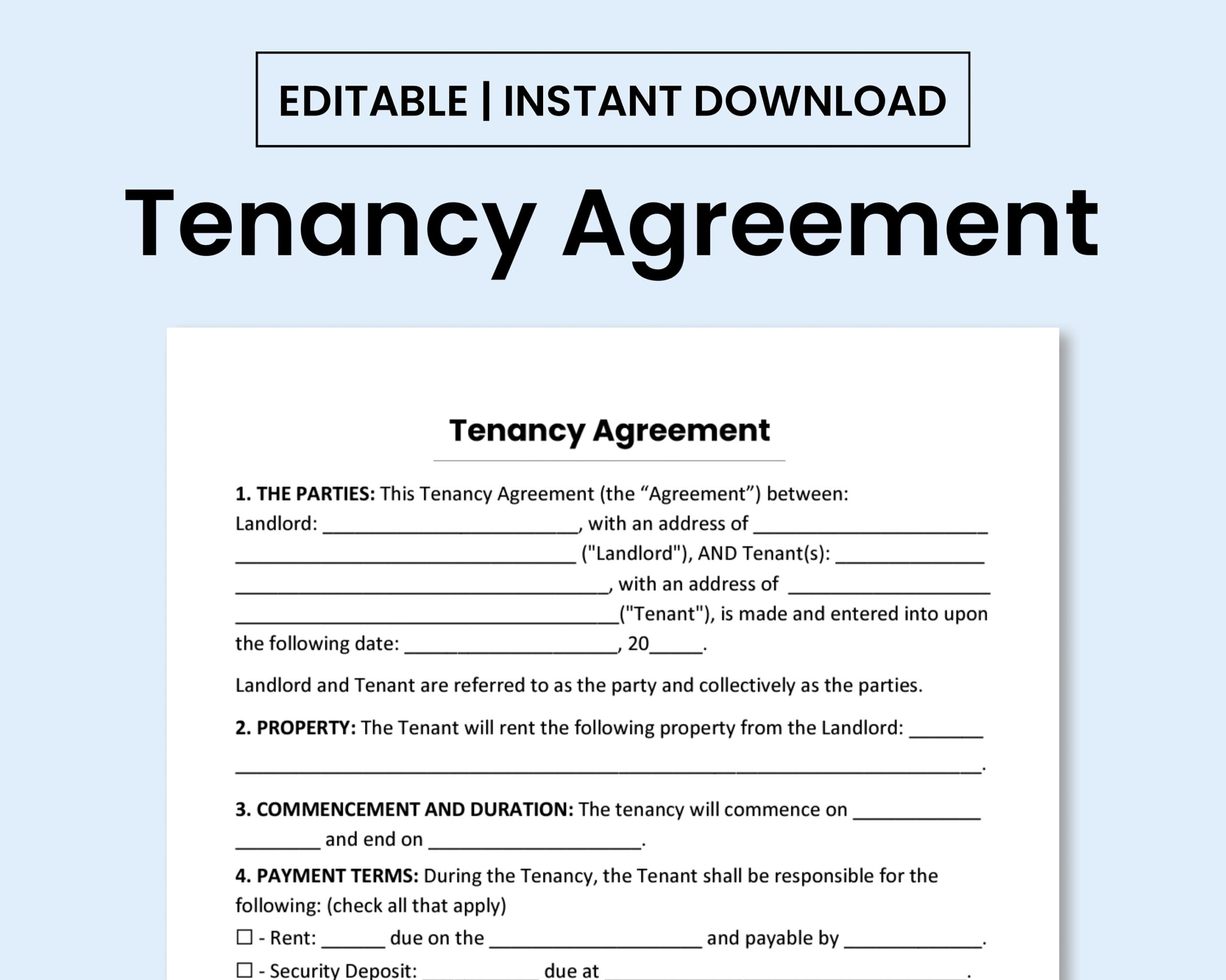 Tenancy Agreement Template Pdf