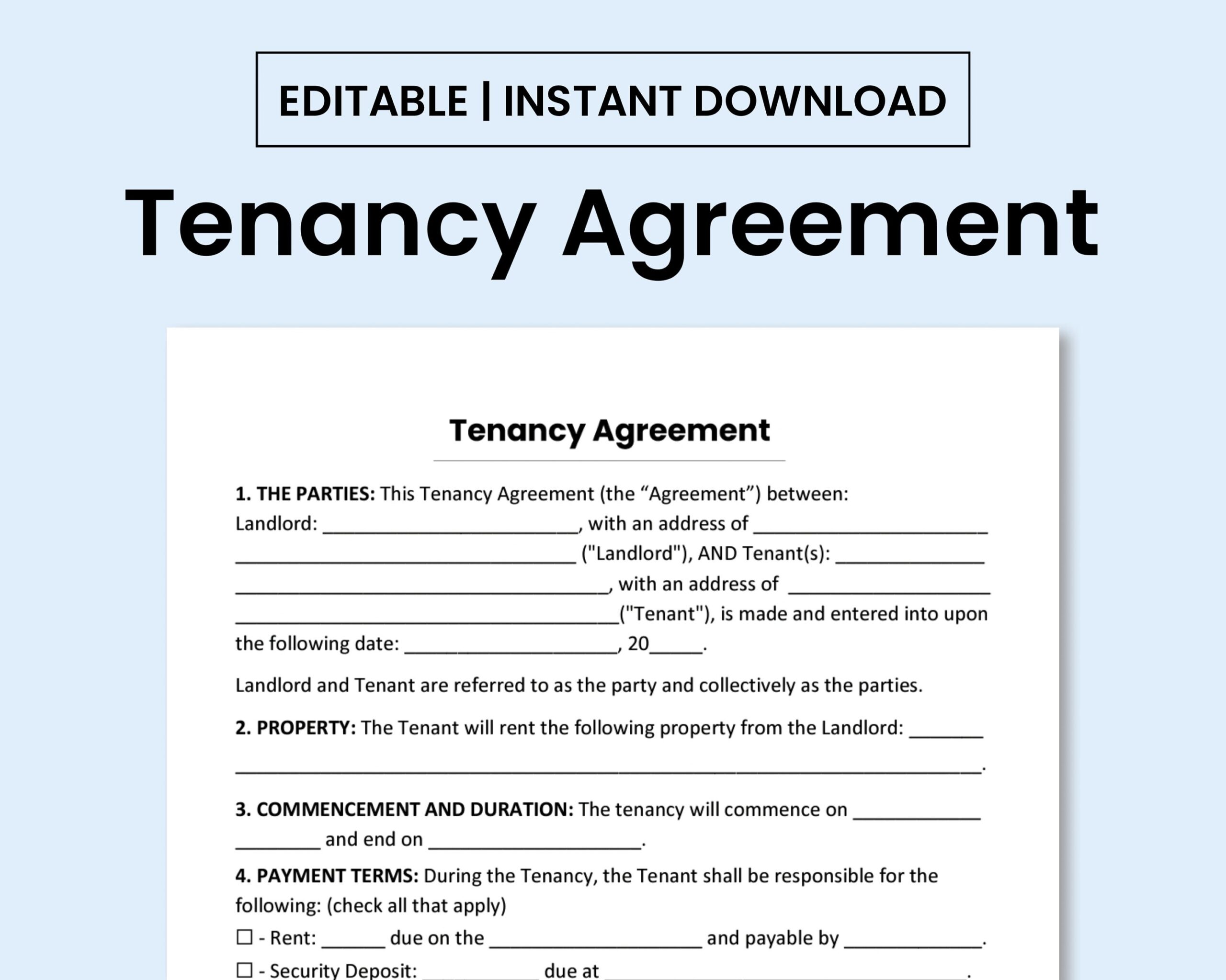Tenancy Agreement Template PDF Form Word Document And Google Doc 