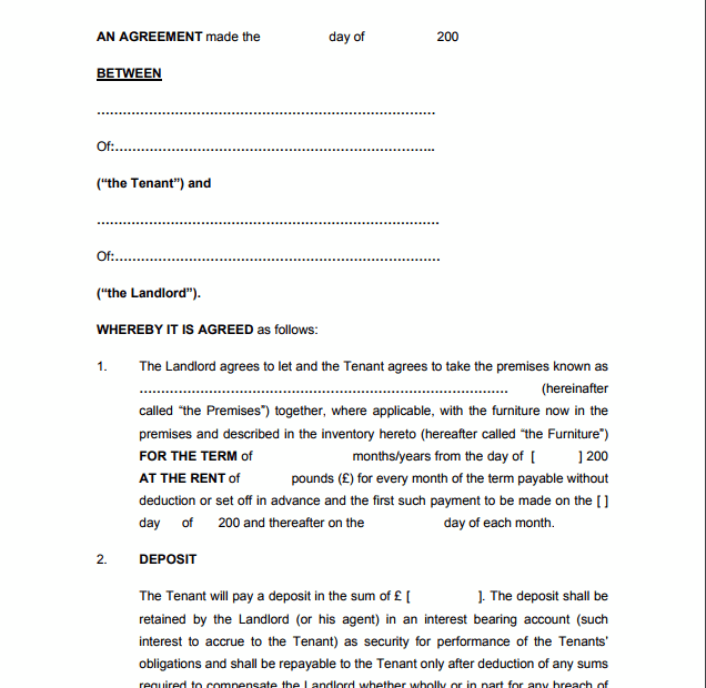Tenancy Agreement Templates Free Download Edit Print And Sign