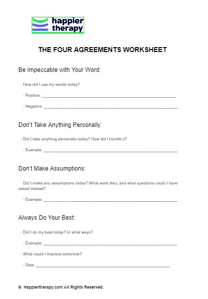 The Four Agreements Worksheet
