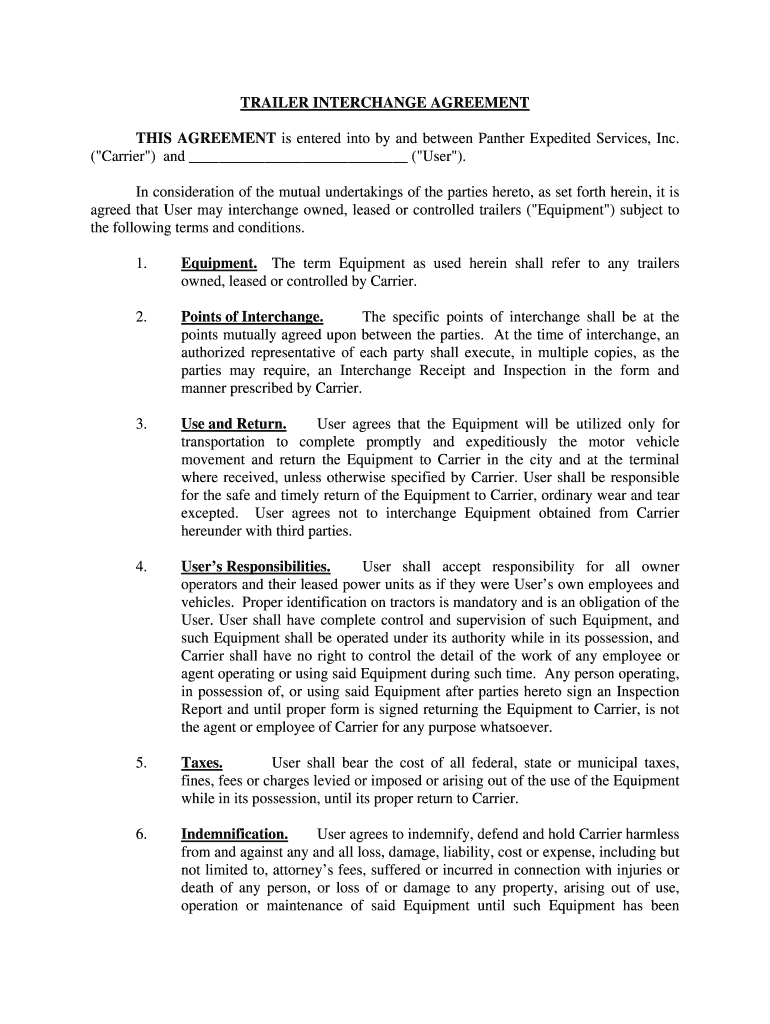Trailer Interchange Agreement 2004 2025 Form Fill Out And Sign 