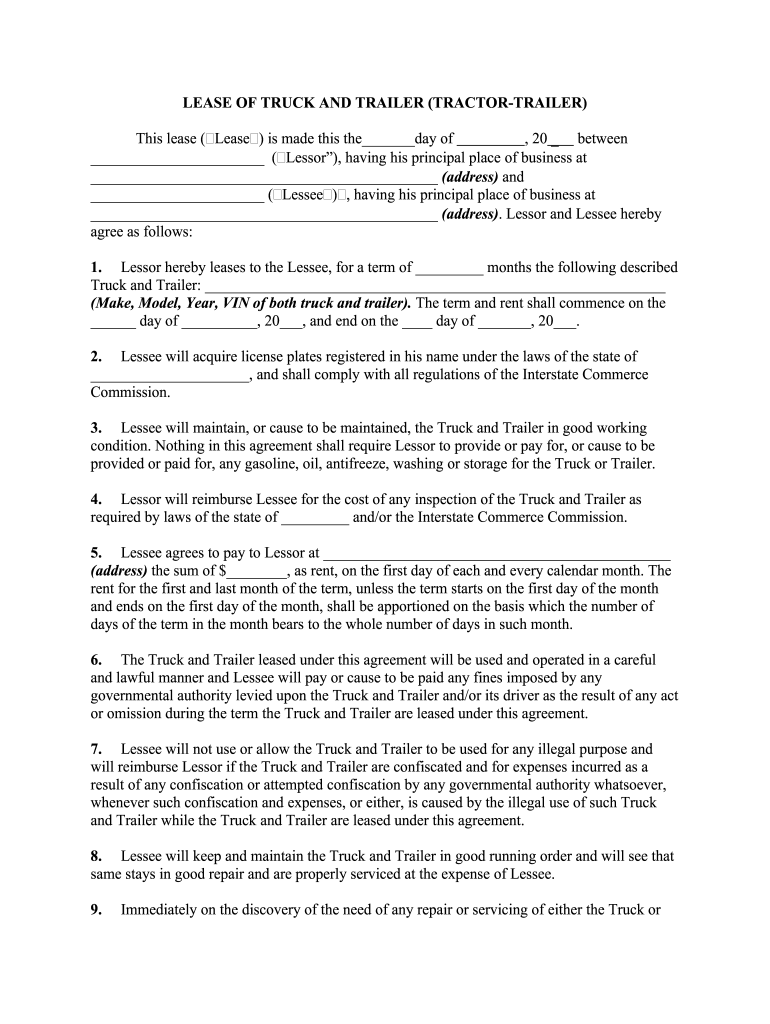 Truck Lease Agreement Pre built Template AirSlate SignNow