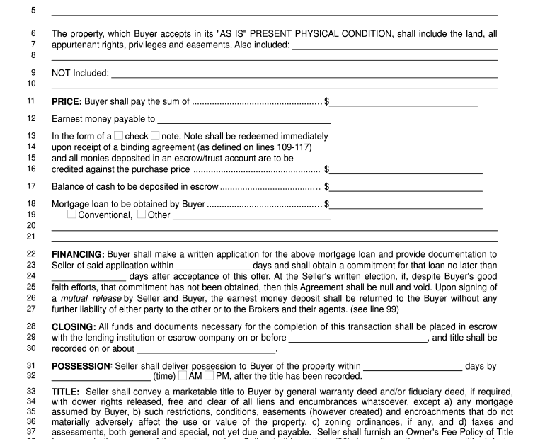Vacant Land Purchase Agreement Form Fill Online Printable Fillable